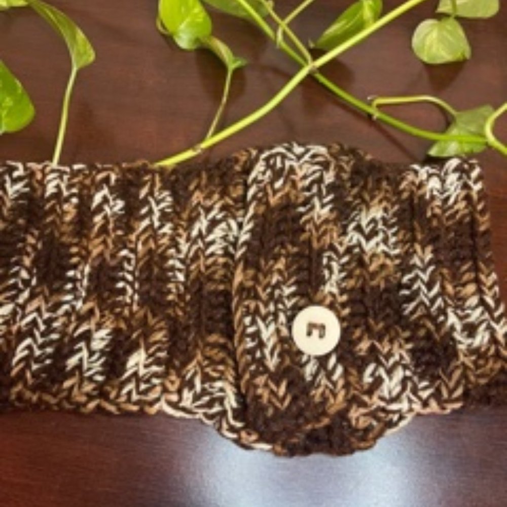 Handmade Neck Warmer Shades of Brown button front